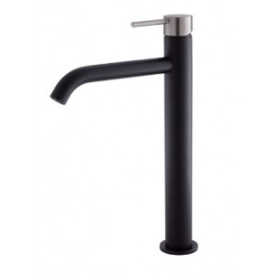 Kaya Tall Basin Mixer, Matte Black With Gun Metal Handle